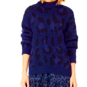 ♠️Kate Spade Blue Leopard Print Sweater sz LG